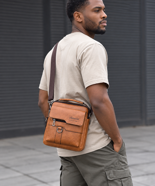 💼Men Retro PU Leather Crossbody Bag | Adjustable Strap for Work & Travel