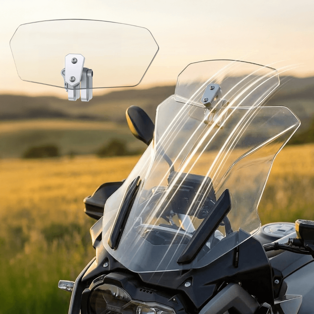 🏍️Adjustable Motorcycle Wind Deflector – Universal Windscreen Spoiler to Reduce Helmet Vibration, Wind Noise, and Turbulence