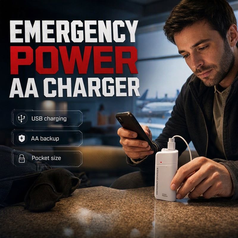 🔥HOT SALE🔥Portable AA Emergency Charger with Flashlight（Batteries Not Included）