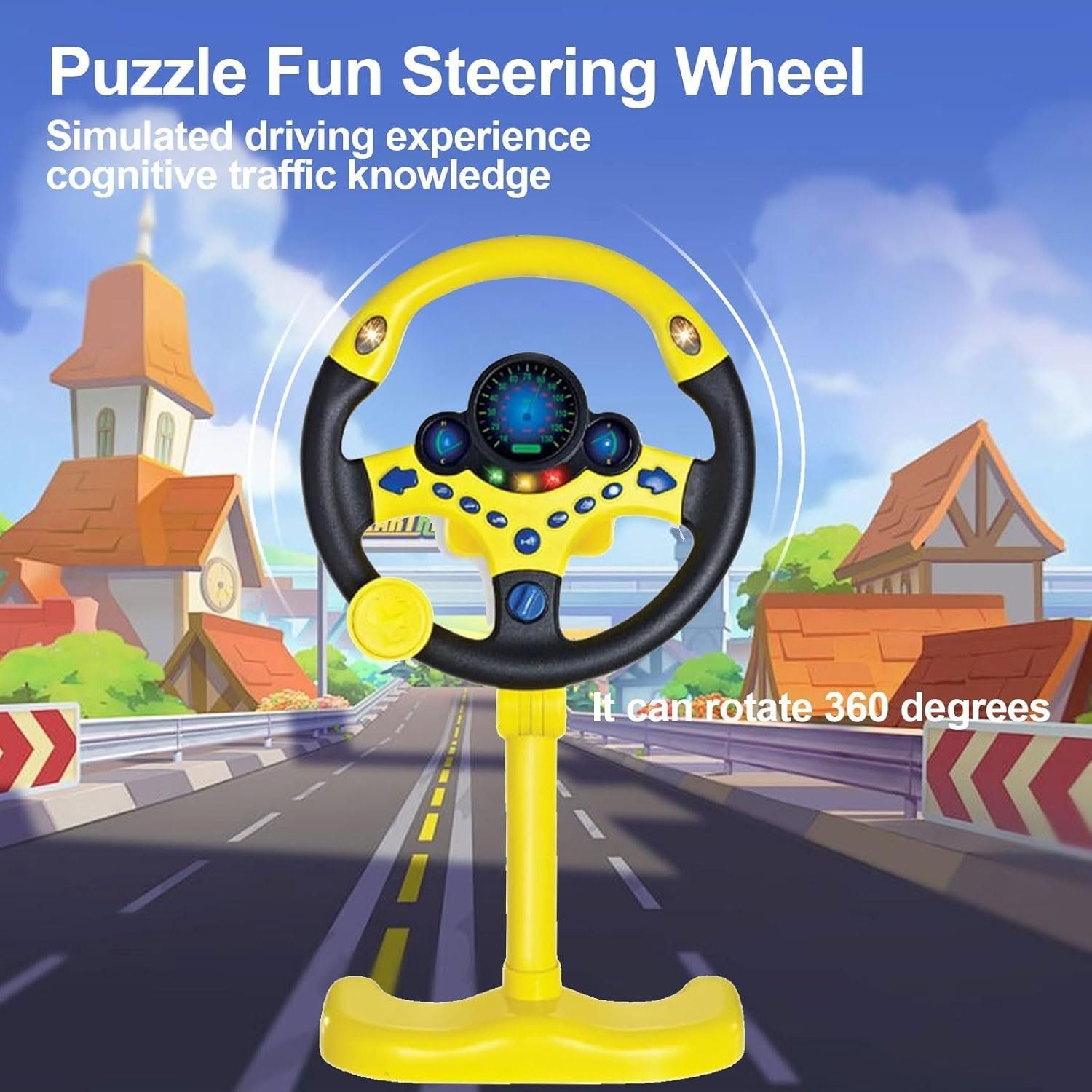 Steering Wheel Driving Toy, Simulated Steering Wheel for Kids