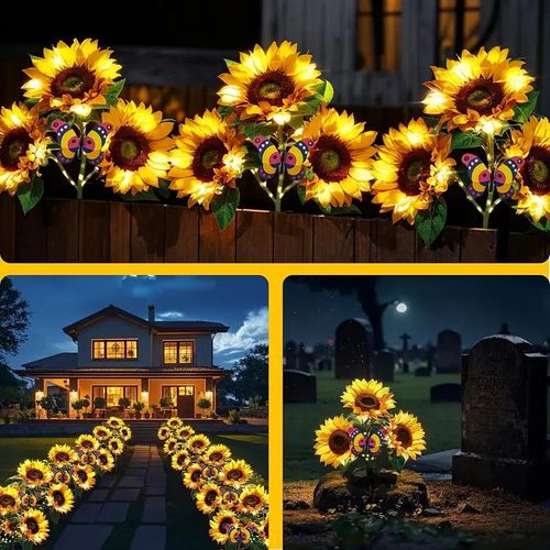 SPRING ARTIFICIAL Chrysanthemum SOLAR GARDEN STAKE LED
