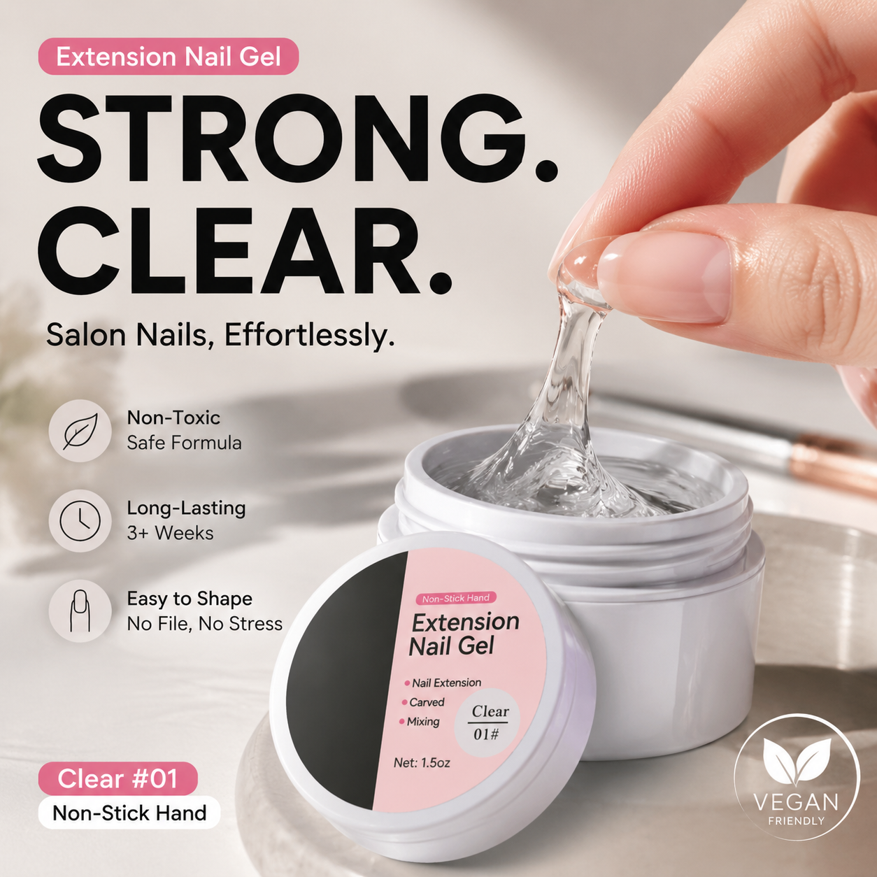 ⏳BUY 1 GET 2!!⏰💅 Nail Extension Builder Gel – Strong, Smooth & Easy to Shape(Color: Clear)