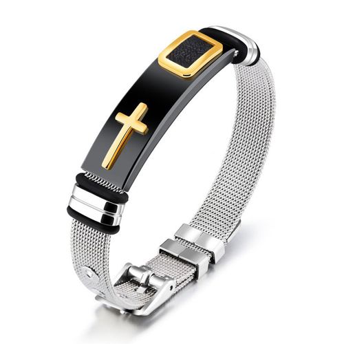 Men's Stainless Steel Cross Bracelet