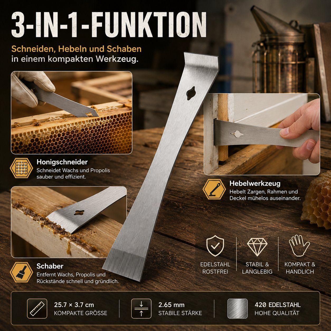 Honey Cutter, Crowbar, Scraper 3 in 1 Tool