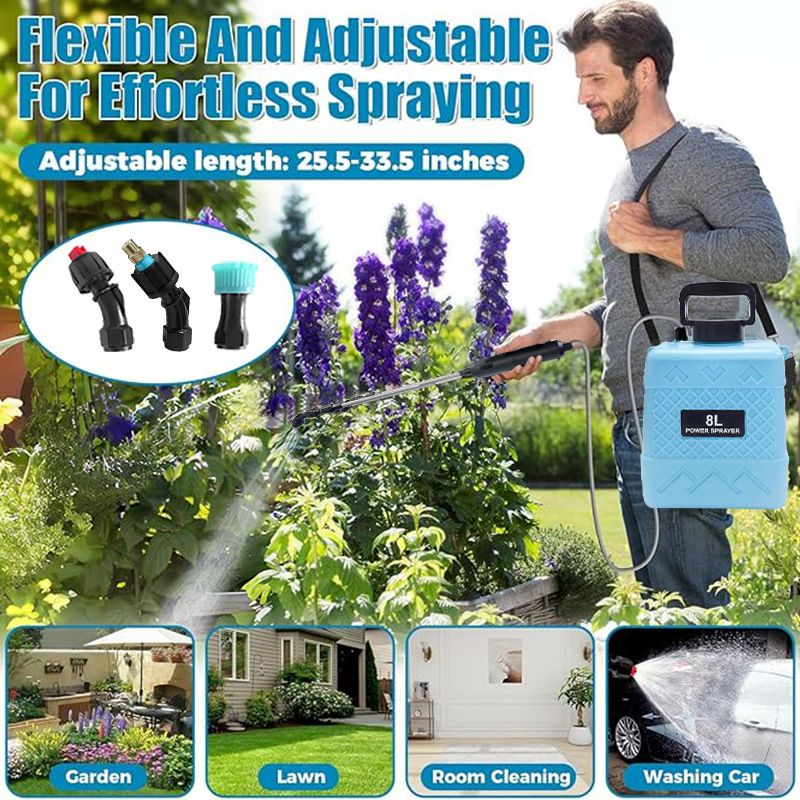 Battery-Powered 5L Adjustable Nozzle Garden Sprayer for Garden Watering Fertilizing Disinfection