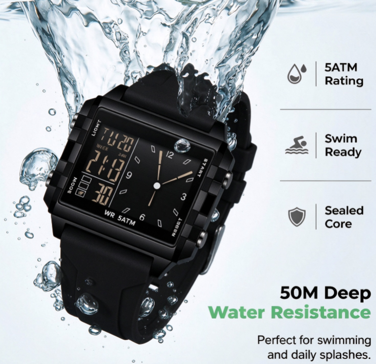 ⏳Time-Limited Special⏰Waterproof Transparent Digital Watch – 50M Rating, Luminous Display, Hybrid Time ✨