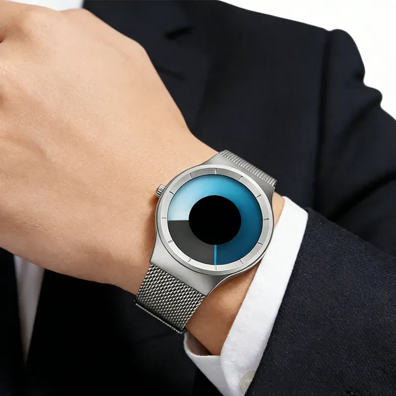 ⏳Begränsad tid 50 % Rabatt⏰Futuristisk minimalistisk herrklocka med kreativ roterande skivurtavla⌚
