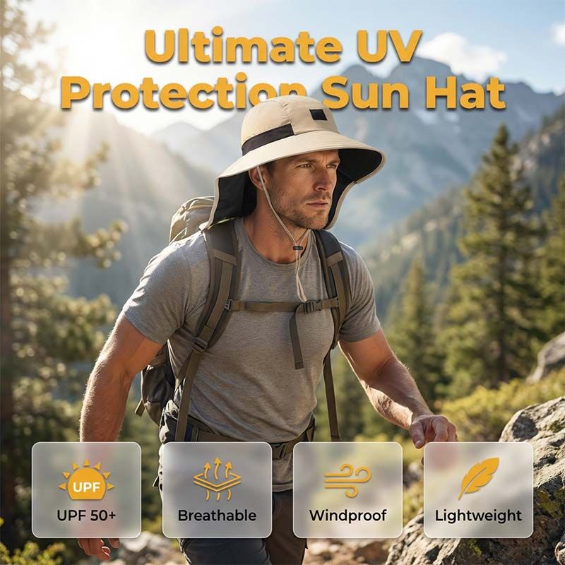 🔥Big Sale –50% 🔥 Sun Hat – UPF 50+, Wide Brim, Breathable Mesh, Adjustable Size 🌞