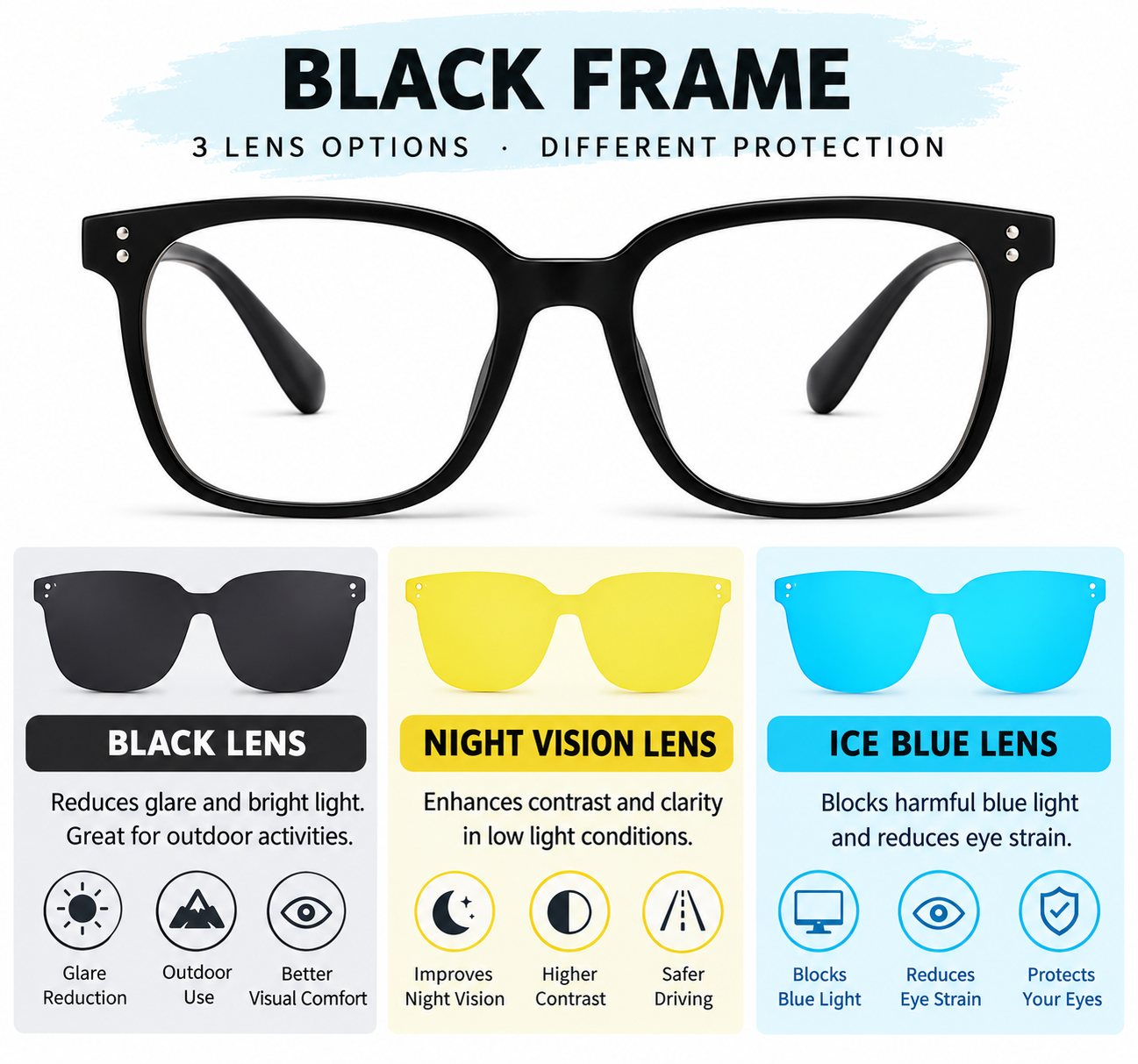 Magnetic 3 In 1 Glasses Swap Lenses In A Snap