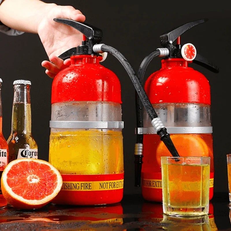 🧯 Fire Extinguisher Beer Dispenser 2L ✨ Unique Design, Food Grade Acrylic, Hand Printing System, Ideal for Party & Bar