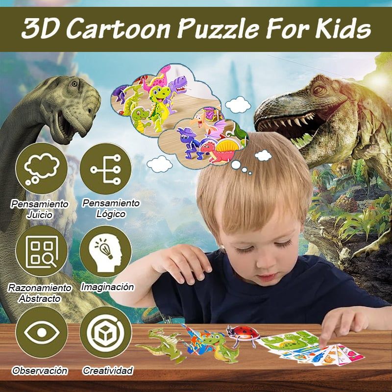 🎉 3D Cartoon Puzzle Set for Children  including 4 themes (airplanes+dinosaurs+insects+Animals​)
