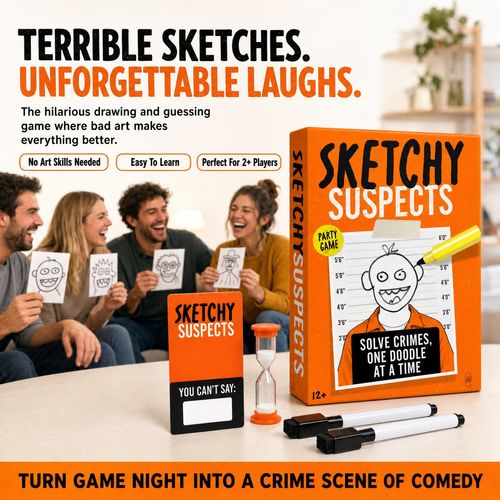Sketchy SuspectsTM Police Sketch Party Game | Hilarious Draw