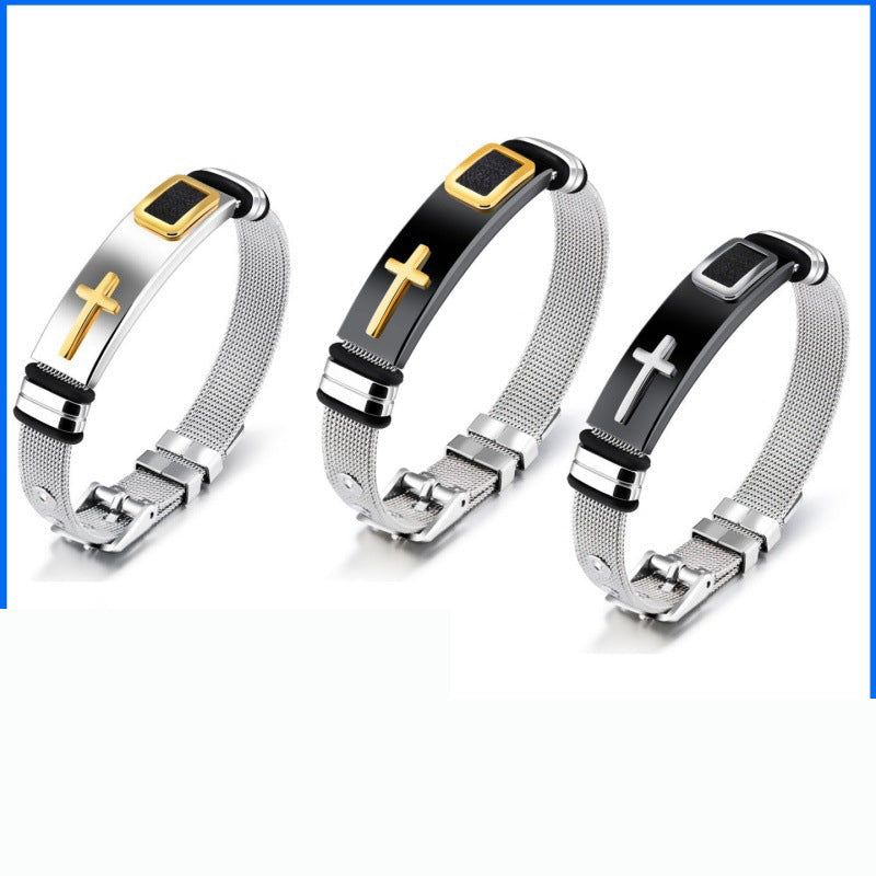 ✝️ A set of 3✨ Men's Stainless Steel Cross Bracelet – Durable, tarnish-resistant & perfect for daily wear or spiritual style ✝️