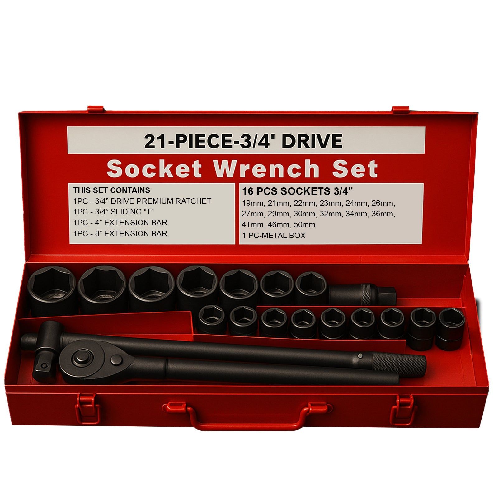Impact driver socket set 8–32 mm