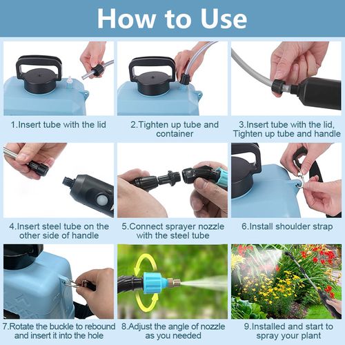 Battery-Powered 5L Adjustable Nozzle Garden Sprayer for Garden Watering Fertilizing Disinfection