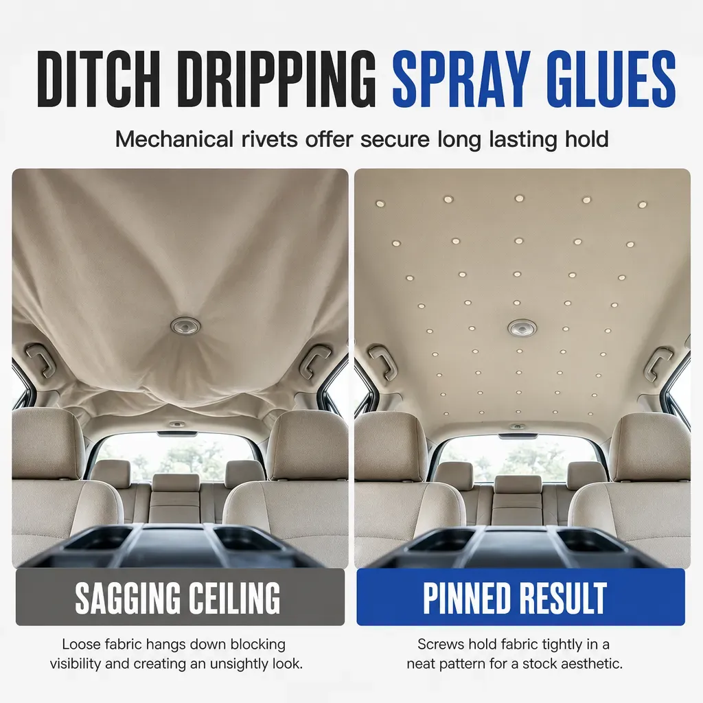 ⏳Time-Limited Special⏰Car Headliner Repair Kit for Fixing Sagging Roof Fabric Auto Interior Ceiling Snap Buttons and Re…