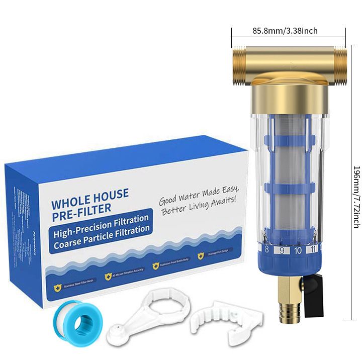 Size:3 over 4 inch-Whole-house Sediment Pre-filter Transparent Housing