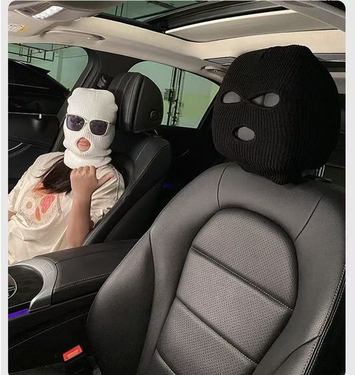 BUY 1 GET 2 !!! Funny Spoof Car Seat Headgear (Black+White)
