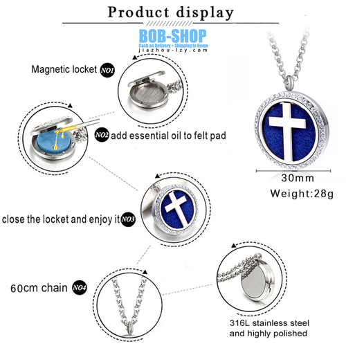 New Arrival Cross Pendant Aroma Essential Oil Diffuser Necklace