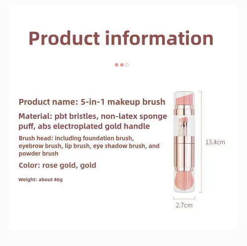 Portable Foundation Blush Cosmetic Set Lip and Eyebrow Makeup Brush 5 in 1 Makeup Brush