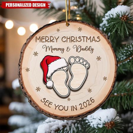 Baby Expecting See You In 2026 - Personalized 2-Layered Wooden Ornament