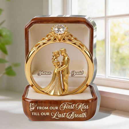 Personalized Ring-Shaped Acrylic Plaque | Custom Wedding Gift for Couples