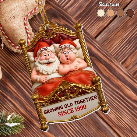 Growing Old Together, Santa And Mrs. Claus On A Swing - Personalized Custom Acrylic Ornament, Christmas GiftCO