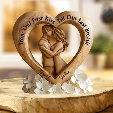 From Our First Kiss Till Our Last Breath - Personalized Couple Custom Shaped Acrylic Plaque