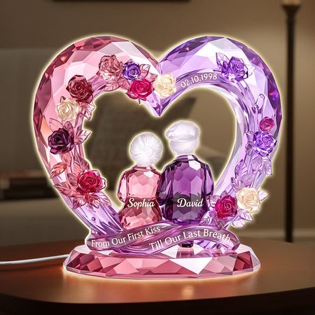 Growing Old Together Couple Light Box - Personalized Anniversary Gift For Couples