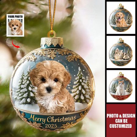 Custom Photo Merry Woofmas From The Goodest Pup - Personalized Acrylic Ornament, Christmas Birthday Gifts For Dog Cat Lovers