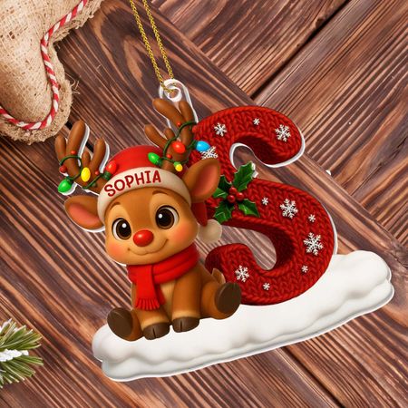 Celebrate The Joyful Christmas With Reindeer - Personalized Custom Acrylic Ornament, Christmas Gift