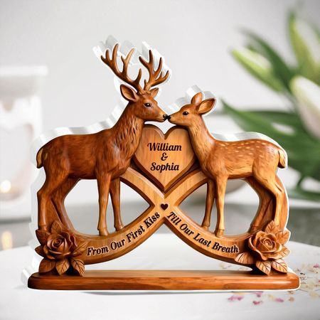 Personalized Deer Couple Infinity Acrylic Plaque | Custom Gift for Timeless Love