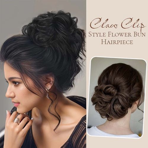🌸 Claw Clip Style Flower Bun Hairpiece – Instant Elegant Updo