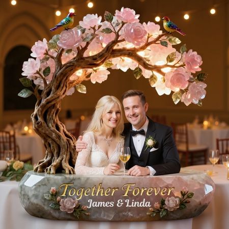 Forever Together, Rose Quartz Styled Couple Decor - Personalized Couple Custom Shaped Acrylic Plaque
