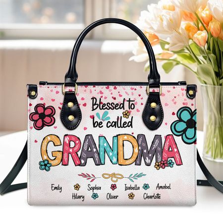 Blessed To Be Called Grandma - Personalized Leather Handbag
