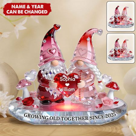 3D Effect Eternal Love Dwarf Couple Forever Together - Personalized Acrylic Block Plaque