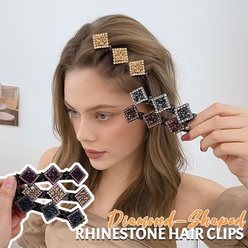✨ Diamond-Shaped Rhinestone Hair Clips