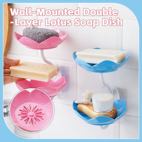 Wall-Mounted Double-Layer Lotus Soap Dish