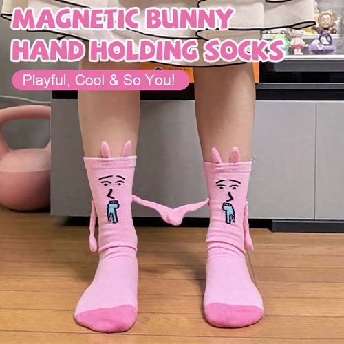 🧲 Magnetic Bunny Hand-Holding Socks – Playful, Cool & So You!