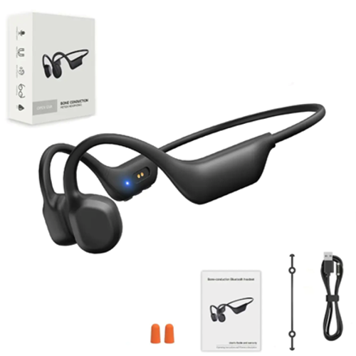 Wireless Bone Conduction Headphones, Bluetooth-Compatible Waterproof and Sweatproof Sports Earbuds, Earphone with Microphone for Running, Cycling, Hiking and Driving, Waterproof Headphones, Sports Earphones 360° Flexible Bending, Lightweight & Comfortable Fit, Long Battery Life, Wireless Headphones for Music, Calls & Sports, Compatible with Android & iOS