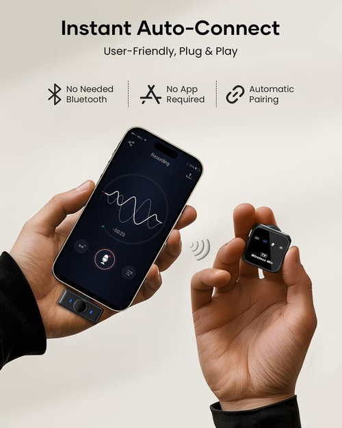 Spring Glow Up！KUKIHO Wireless Lavalier Microphone for iPhone iPad Android With Charging Case Audio Smartphone