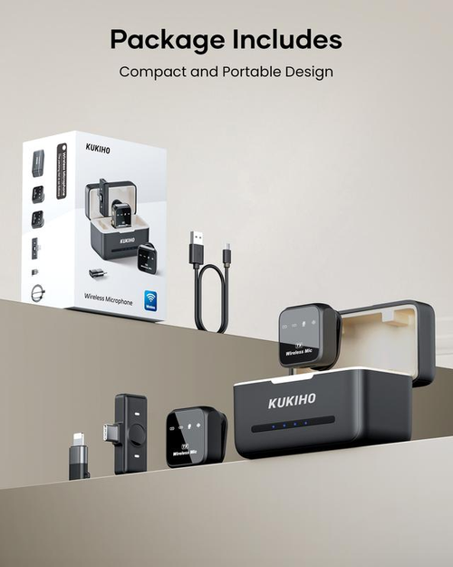 Spring Glow Up！KUKIHO Wireless Lavalier Microphone for iPhone iPad Android With Charging Case Audio Smartphone