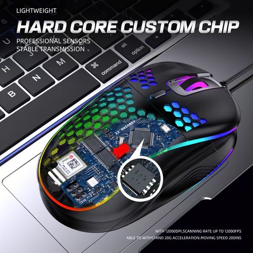 2026 Global Best Seller: Hollow Carved RGB Gaming Mouse. Ultra-lightweight at 65g with adjustable 12000 DPI a wired, ergonomic mouse designed specifically for PC gamers and laptop users in Kenya.