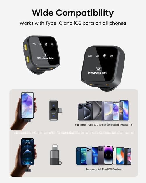 Spring Glow Up！KUKIHO Wireless Lavalier Microphone for iPhone iPad Android With Charging Case Audio Smartphone