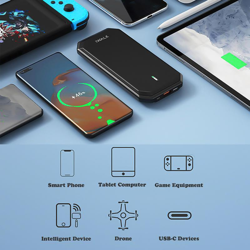 Five in one retractable car charger, PD fast charging, built-in two cables (USB-C and Lightning), 2 PD and 1 USB port, smart chip protection, voltage display and ambient light, compatible with iPhoneAndroid