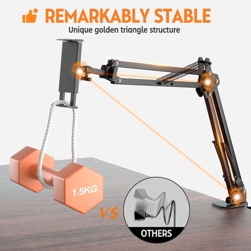 Lazy Stand Mobile Phone Holder,Universal Rotatable Tablet Desk Stand for Tablets Smartphones,Free Extension and Folding Carbon Steel Material Sturdy and Durable Cellphone Mount