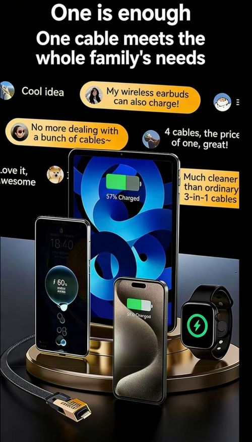 A Kenya Bestseller: 4-in-1 Data Cable — Super Fast Charging, PD 65W Universal High-Power Data Transmission Cable