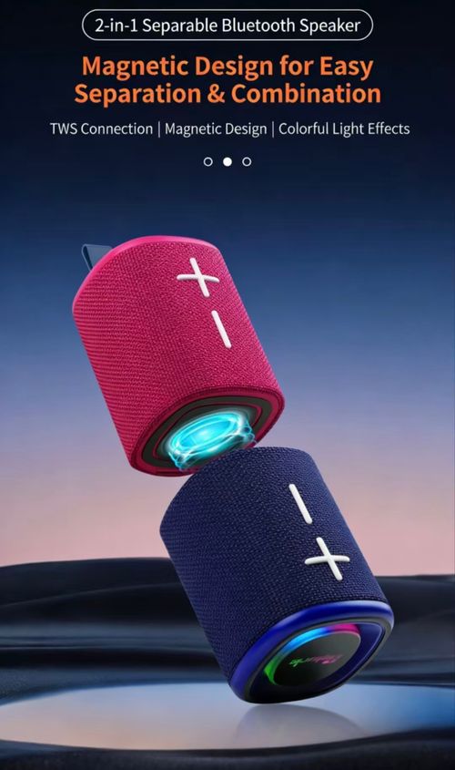 2-in-1 Separable Magnetic Bluetooth Speaker, TWS Wireless Connection, Colorful LED Lights, Portable Modular Speaker for Home & Outdoor in Kenya