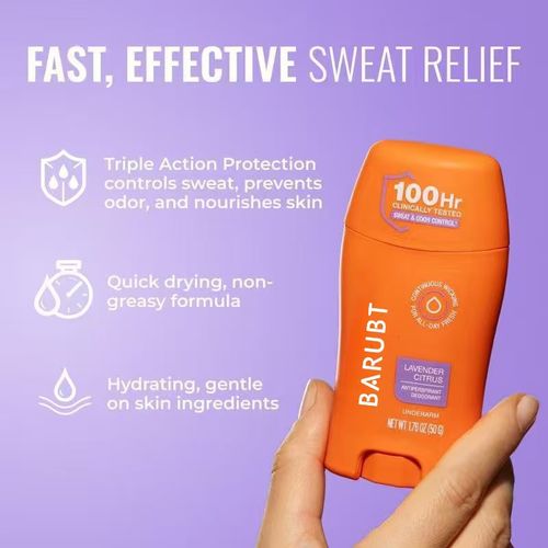 Deodorant Antiperspirant - 100Hr Clinically Tested Sweat & Odor Control - No Baking Soda, Parabens, or Phthalates - Reduce Odor Causing Bacteria - Nourishes Skin