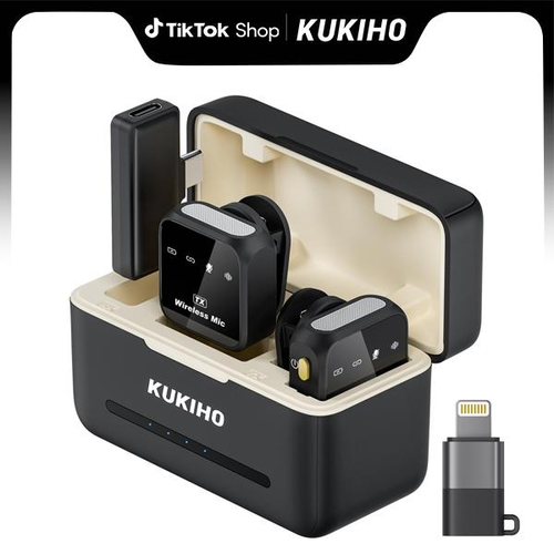 Spring Glow Up！KUKIHO Wireless Lavalier Microphone for iPhone iPad Android With Charging Case Audio Smartphone